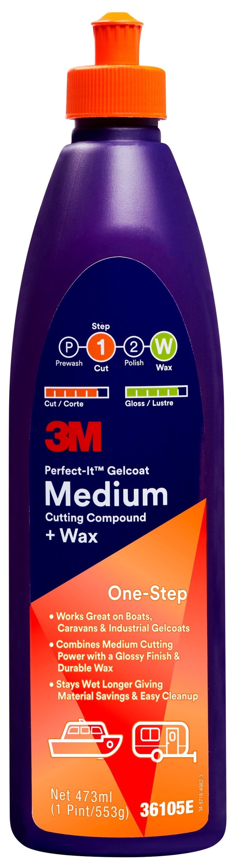 36105E 3M™ Perfect-It™ Gelcoat Medium polír + wax, 473 ml
