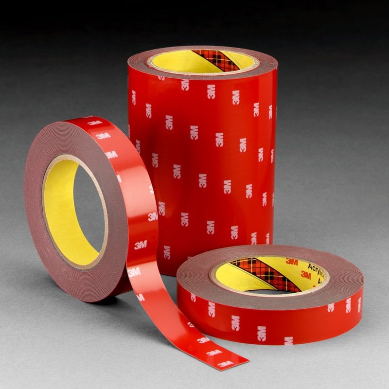 3M™ Acrylic Foam Tape 4229P, Dark Grey, 0.76 mm, Red Printed Liner, 9 mm x 20 M