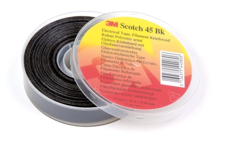 3M™ 45 szálerősített elektromos szalag, fekete, 19mm x 20 mm