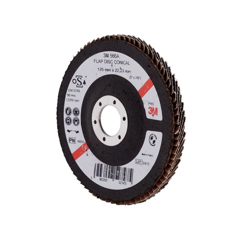 3M™  Flap Disc 566A, 115 mm, P60, Conical, PN65026