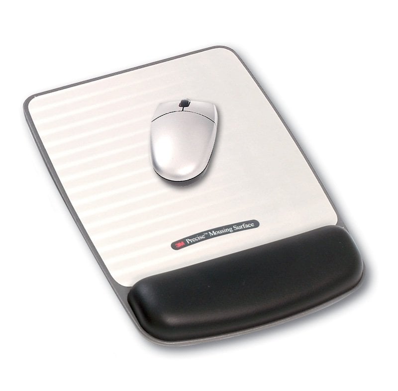 3M™ Gel-Filled Wrist-Rest for Mouse Leatherette Covering Black/Metallic Grey