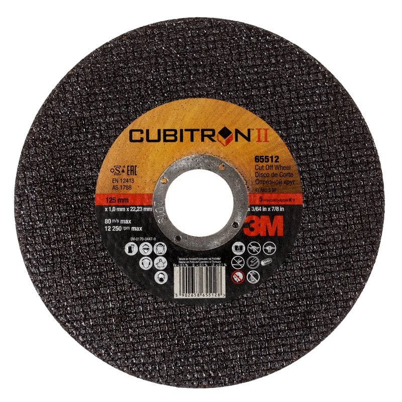 3M™ Cubitron™ II Cut-Off Wheel, T42, 125 mm x 2.5 mm x 22.2 mm