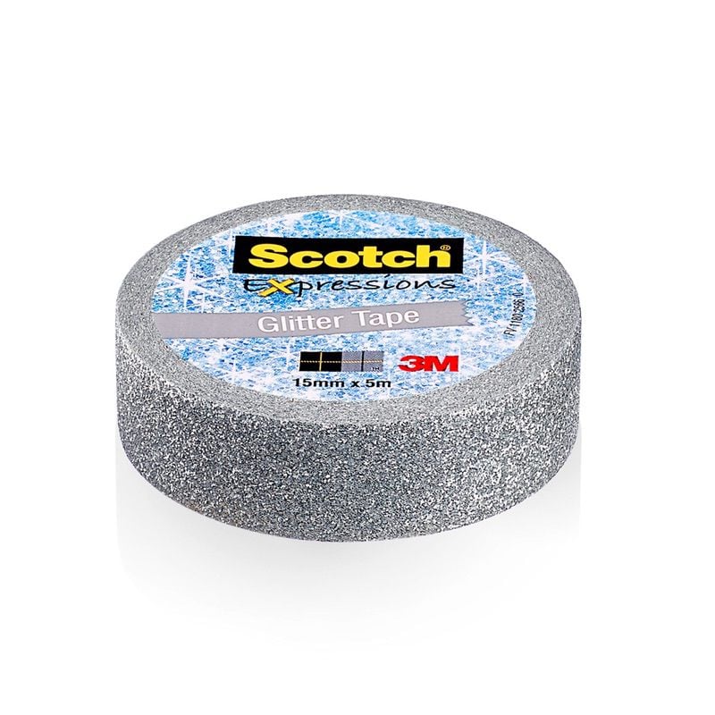 3M™ Scotch® Expressions Tape ragasztószalag utántöltő - 1 tekercs, 15 mm x 5 m, csillogó ezüst