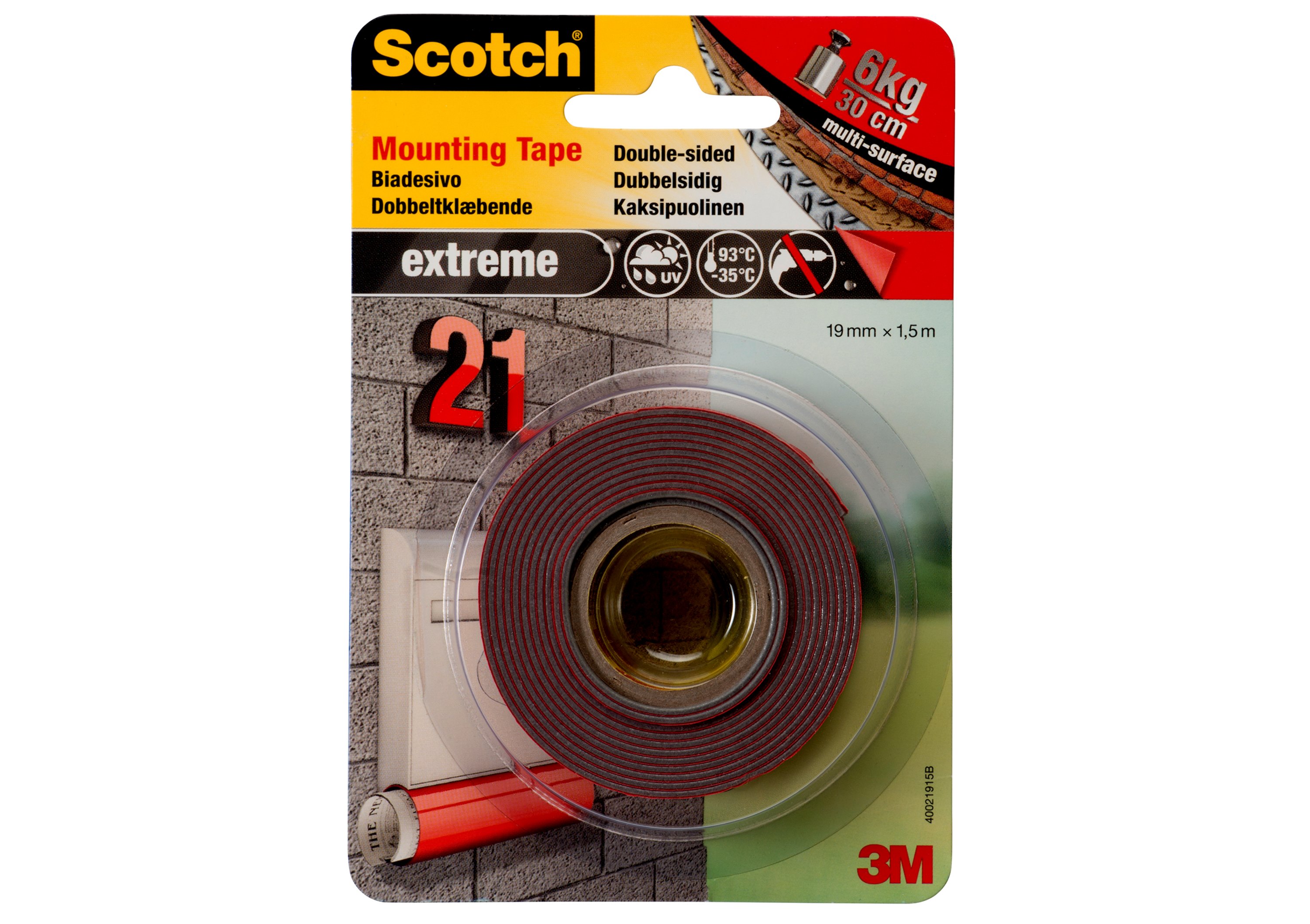 Scotch™ Extreme Mounting Tape 19 mm x 1.5 m 1 Roll
