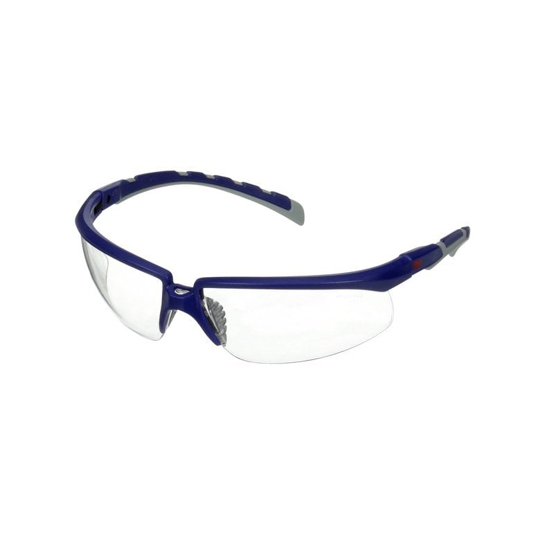 3M™ Solus™ 2000 Series, S2001AF-BLU, Blue/Grey Temples, Clear Anti-Fog/Anti-Scratch lens, 20/Case