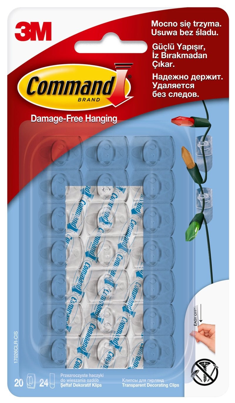 Command™ Clear Decorating Clips with Clear Strips 17026CLR