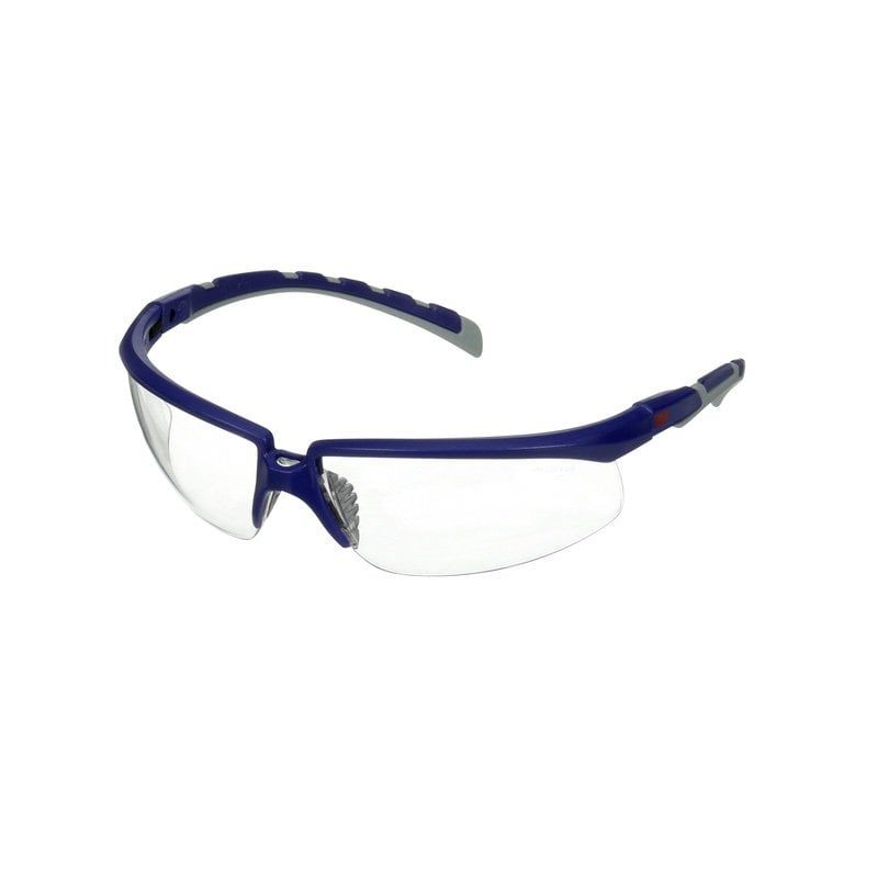 3M™ Solus™ 2000 Series, S2001AF-BLU, Blue/Grey Temples, Clear Anti-Fog/Anti-Scratch lens, 20/Case
