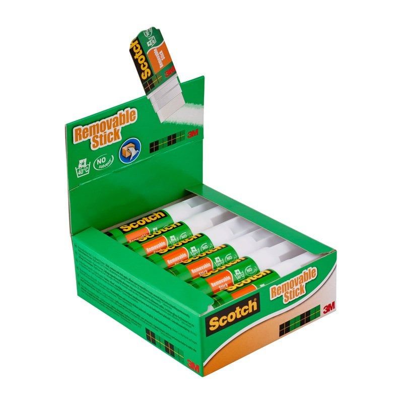 Scotch™ Removable Glue Stick, Display of 12 Sticks, 7.5 g