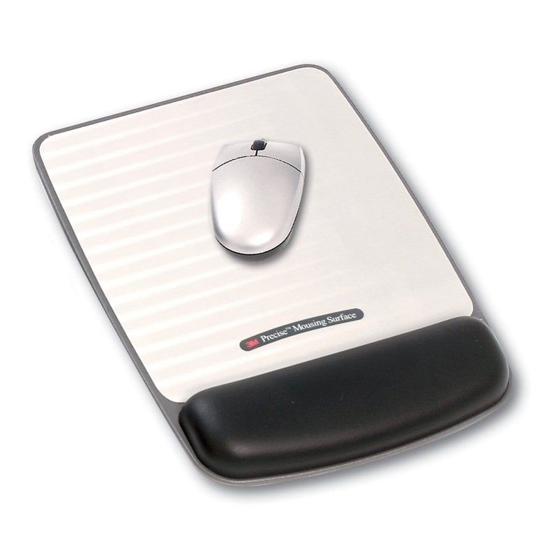 3M™ Gel-Filled Wrist-Rest for Mouse Leatherette Covering Black/Metallic Grey
