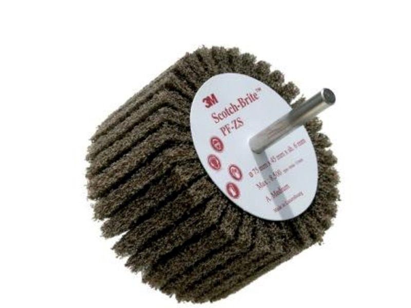Scotch-Brite™ Shaft Mounted Flap Brush PF-ZS, 100 mm x 45 mm x 6 mm, AMED