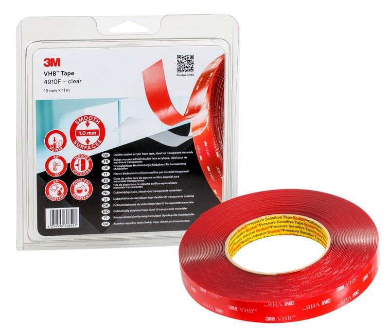 3M™ VHB™ Tape 4910F, Transparent, 12 mm x 33 m, 1.0 mm