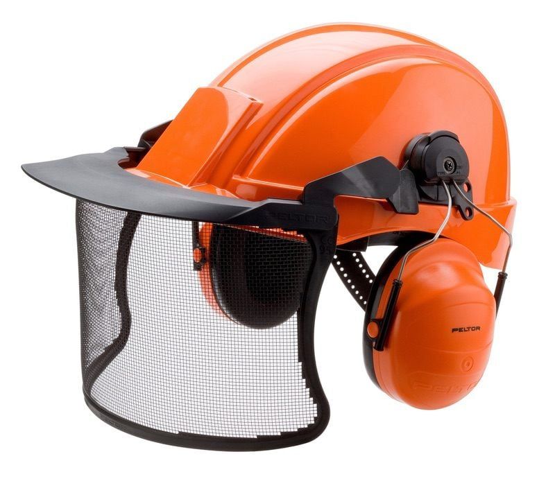 3M™ Forestry Hard Hat Combination, G2000 Orange Hard Hat, H31 Earmuffs, Mesh Faceshield V4C, G2000CUOR31V4C-01, 20 ea/Case