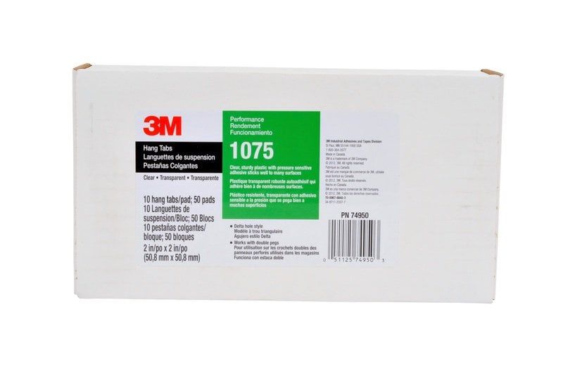 3M™ Hang Tabs 1075, Transparent, 50 mm x 50 mm